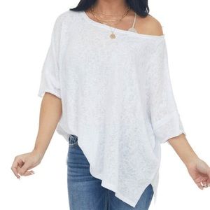 Charlotte Avery Melange Off White Short Dolman Sleeve Knit Top